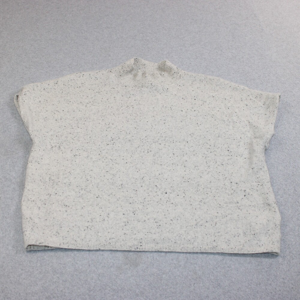 Halogen Cashmere Sweater Women XL Cream Speckled Short Sleeve Classic Capsule
